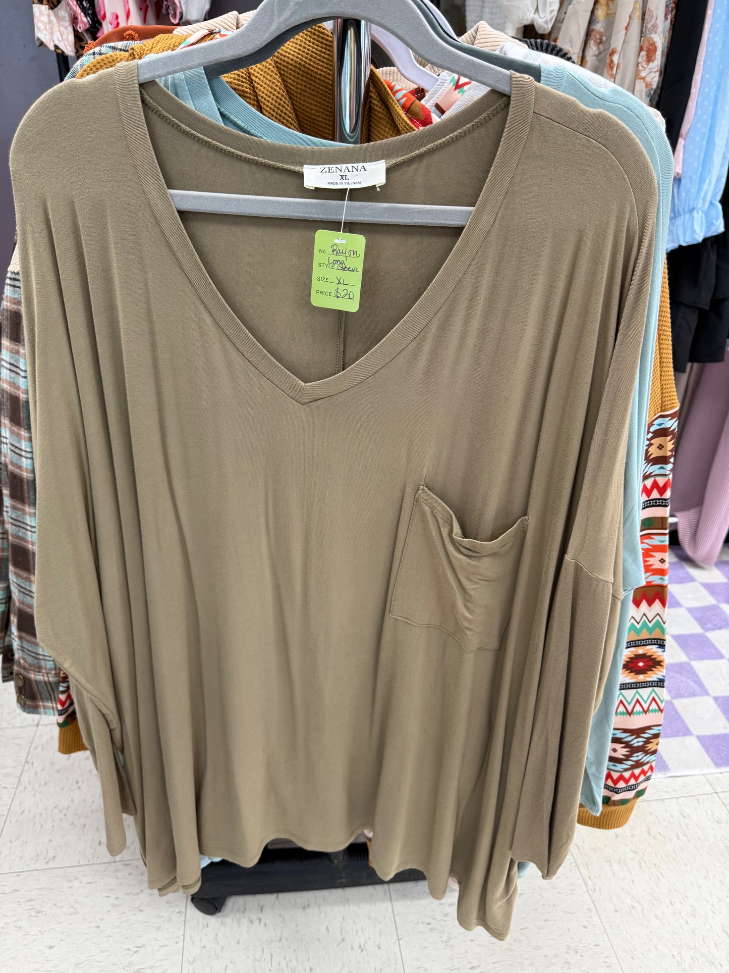 Zenana Pocket Long Sleeve