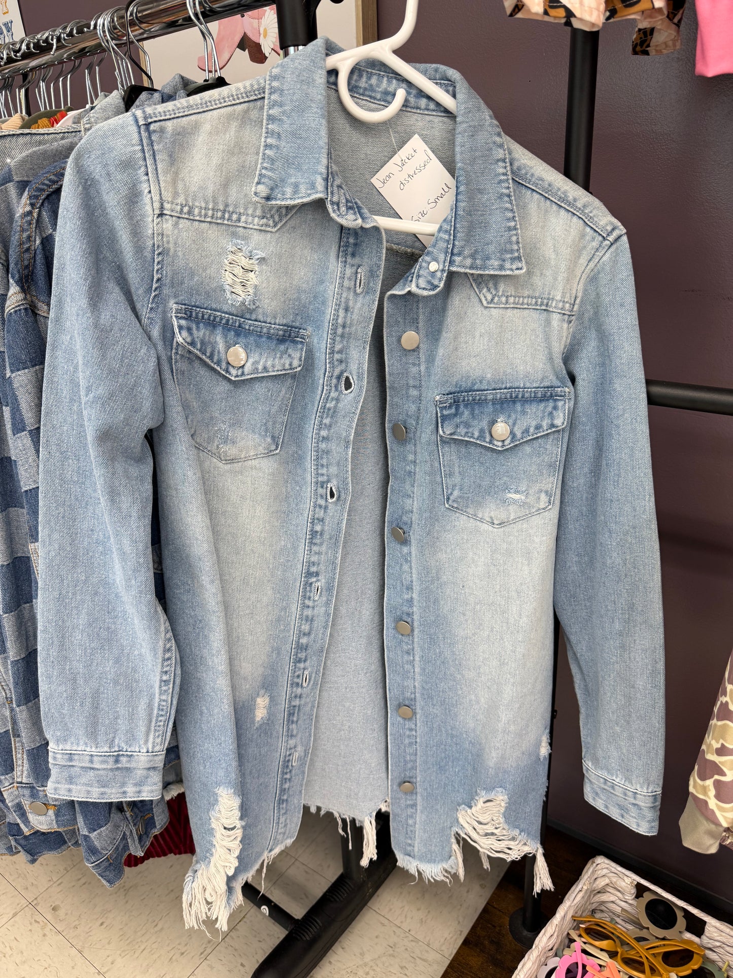 Distressed Bottom Denim Jacket