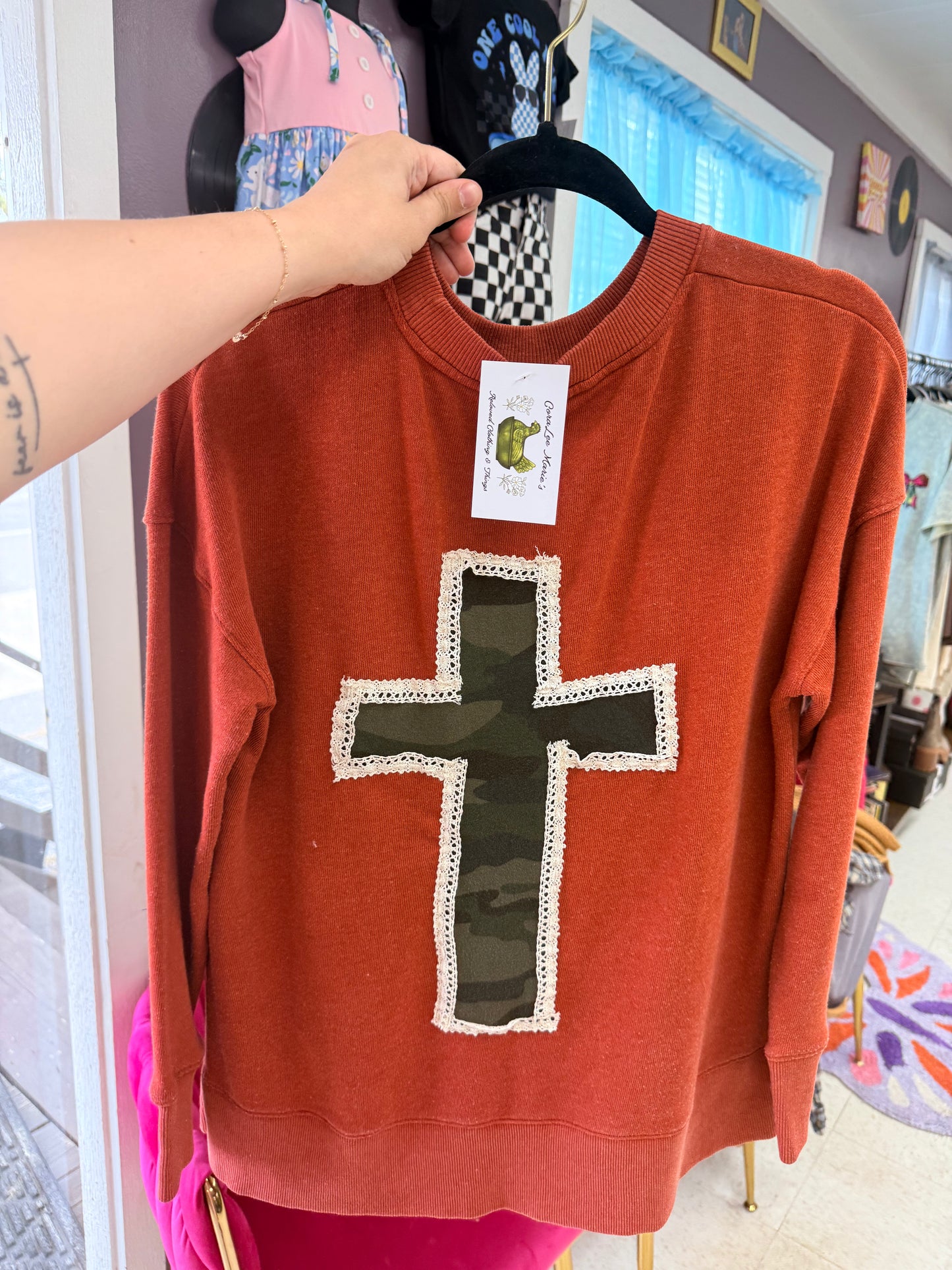 Orange Cross Crewneck