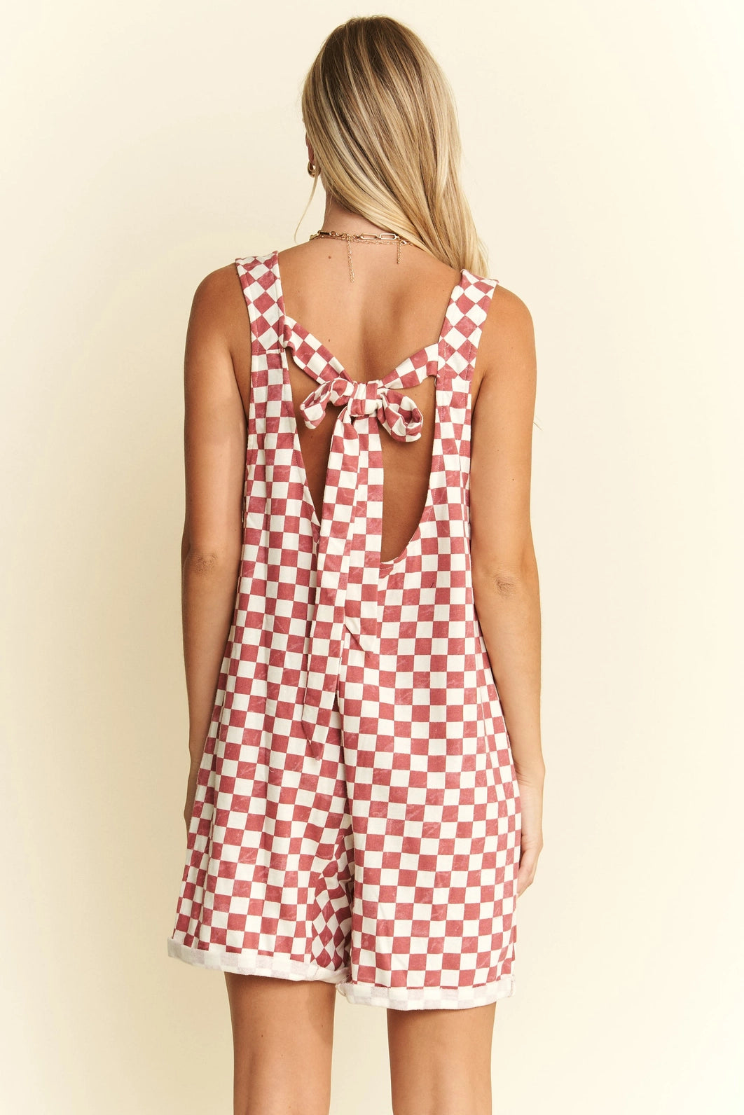 Checkered Shorts Romper