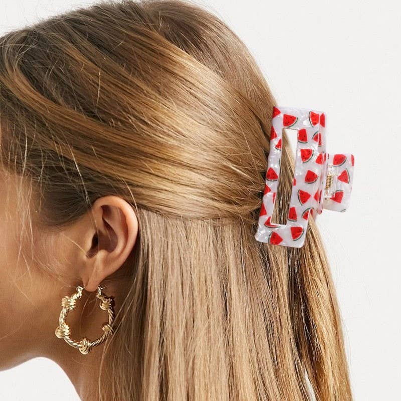 LARGE FRUIT STRAWBERRY LEMON HAIR CLAW CLIPS