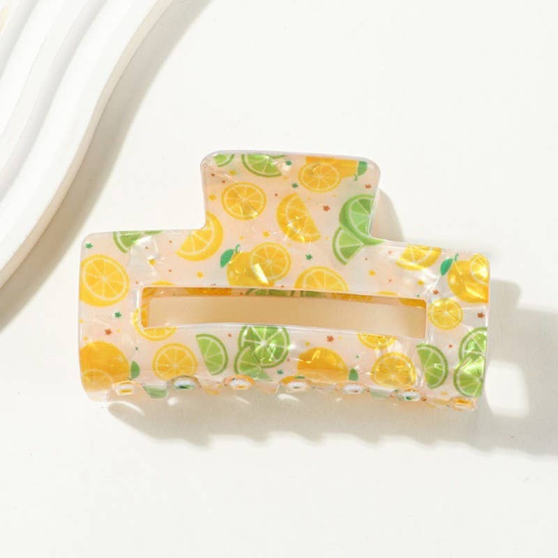 LARGE FRUIT STRAWBERRY LEMON HAIR CLAW CLIPS