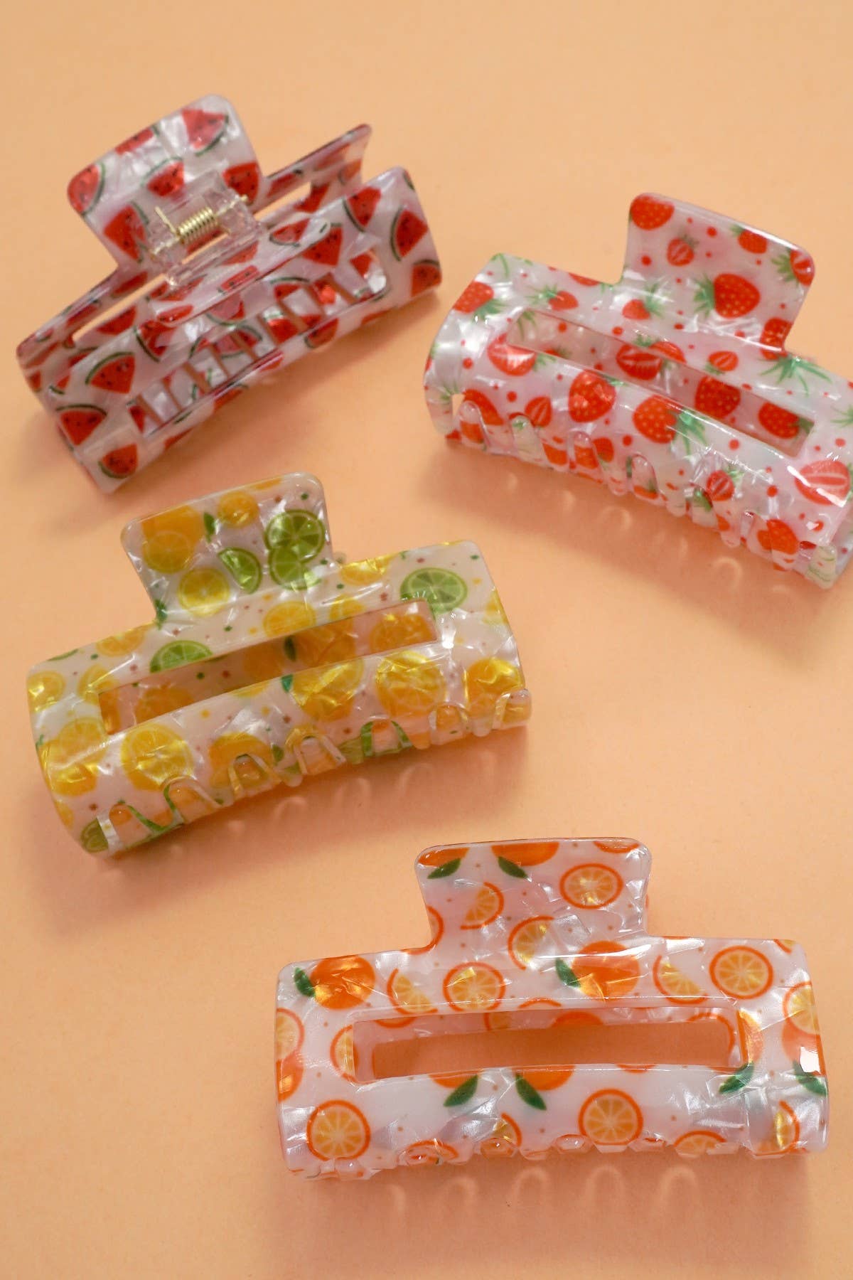 LARGE FRUIT STRAWBERRY LEMON HAIR CLAW CLIPS