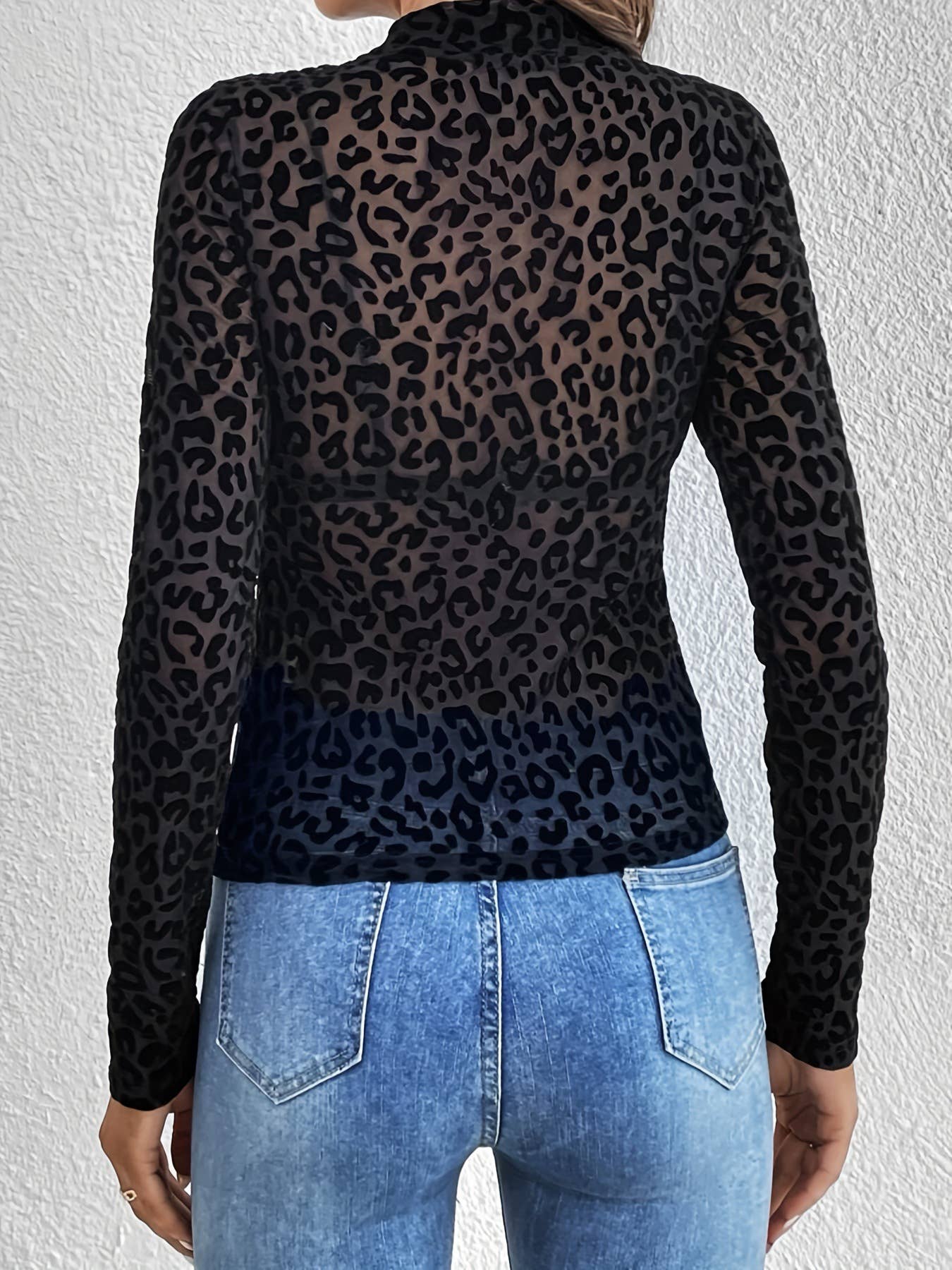 Cheetah Mesh Top