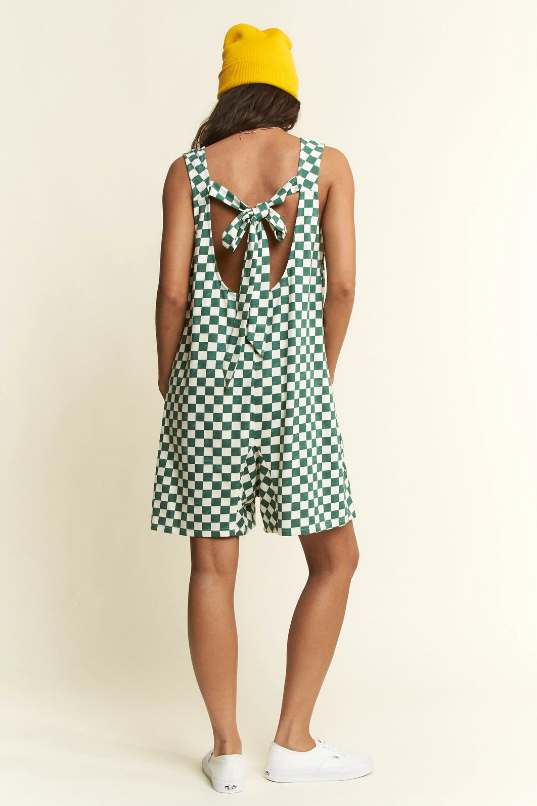 Checkered Shorts Romper