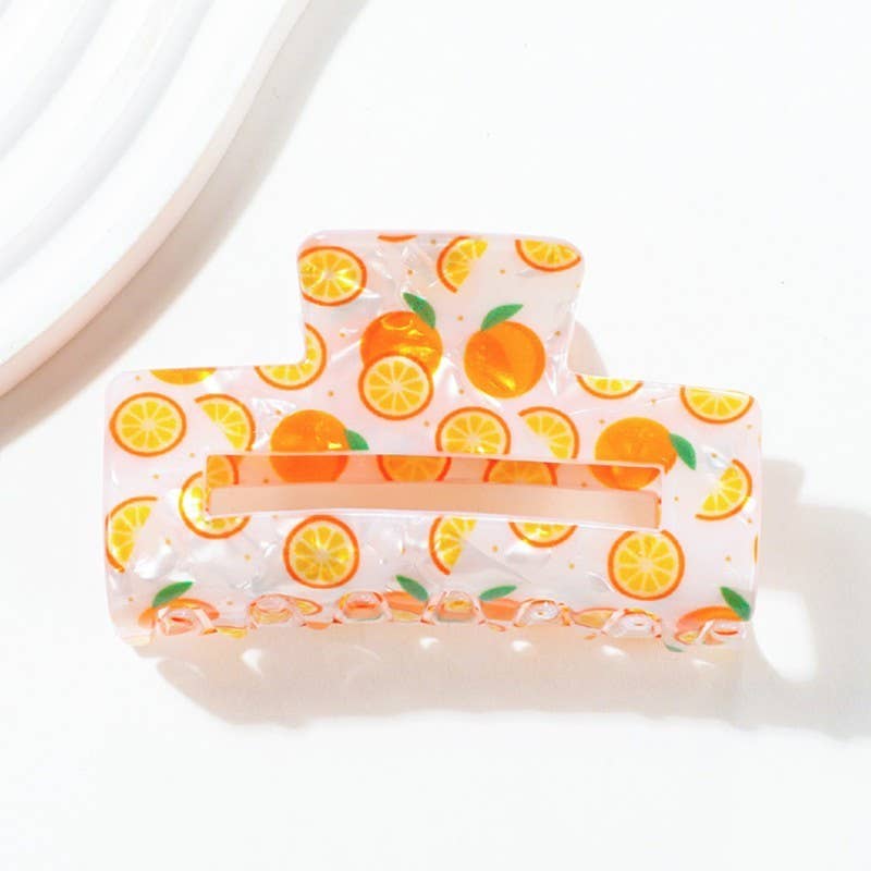 LARGE FRUIT STRAWBERRY LEMON HAIR CLAW CLIPS
