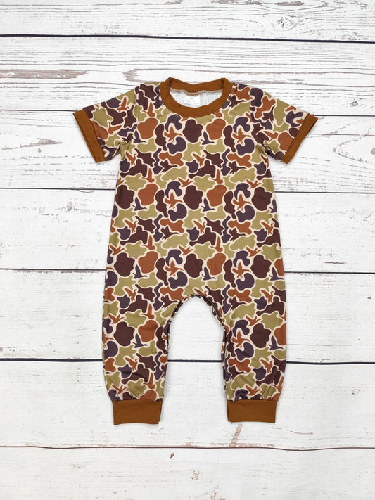Brown Duck Hunting Romper