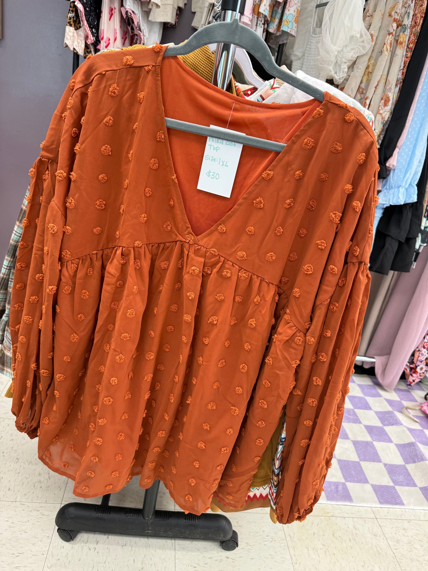 Orange Polka Dot Top