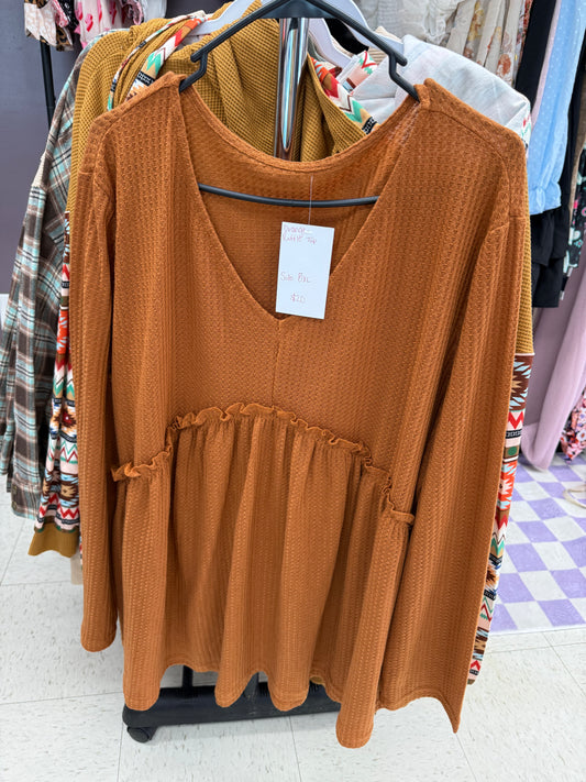 Orange Ruffle Sweater Top