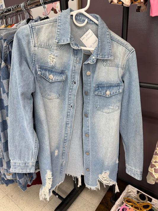 Distressed Bottom Denim Jacket