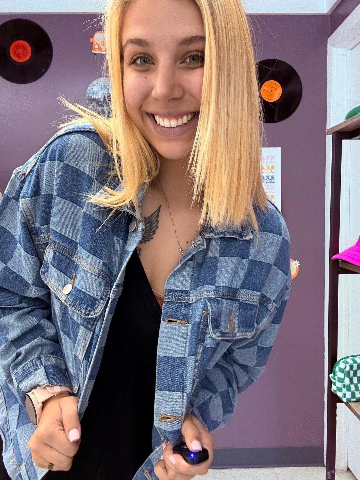 Checkered Denim Jacket