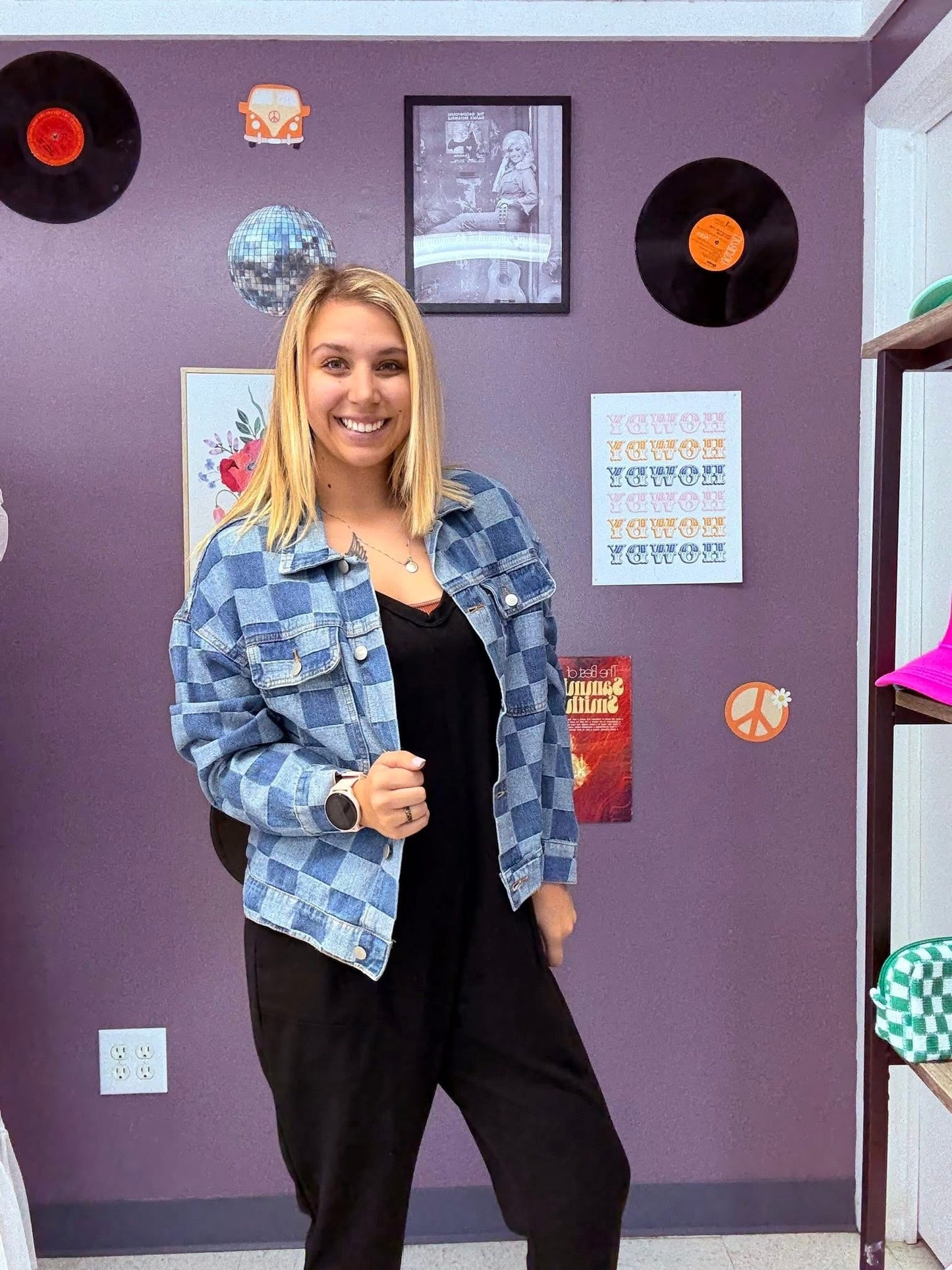 Checkered Denim Jacket