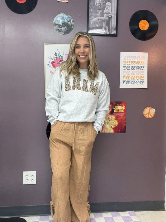 Taupe pants with tie sides