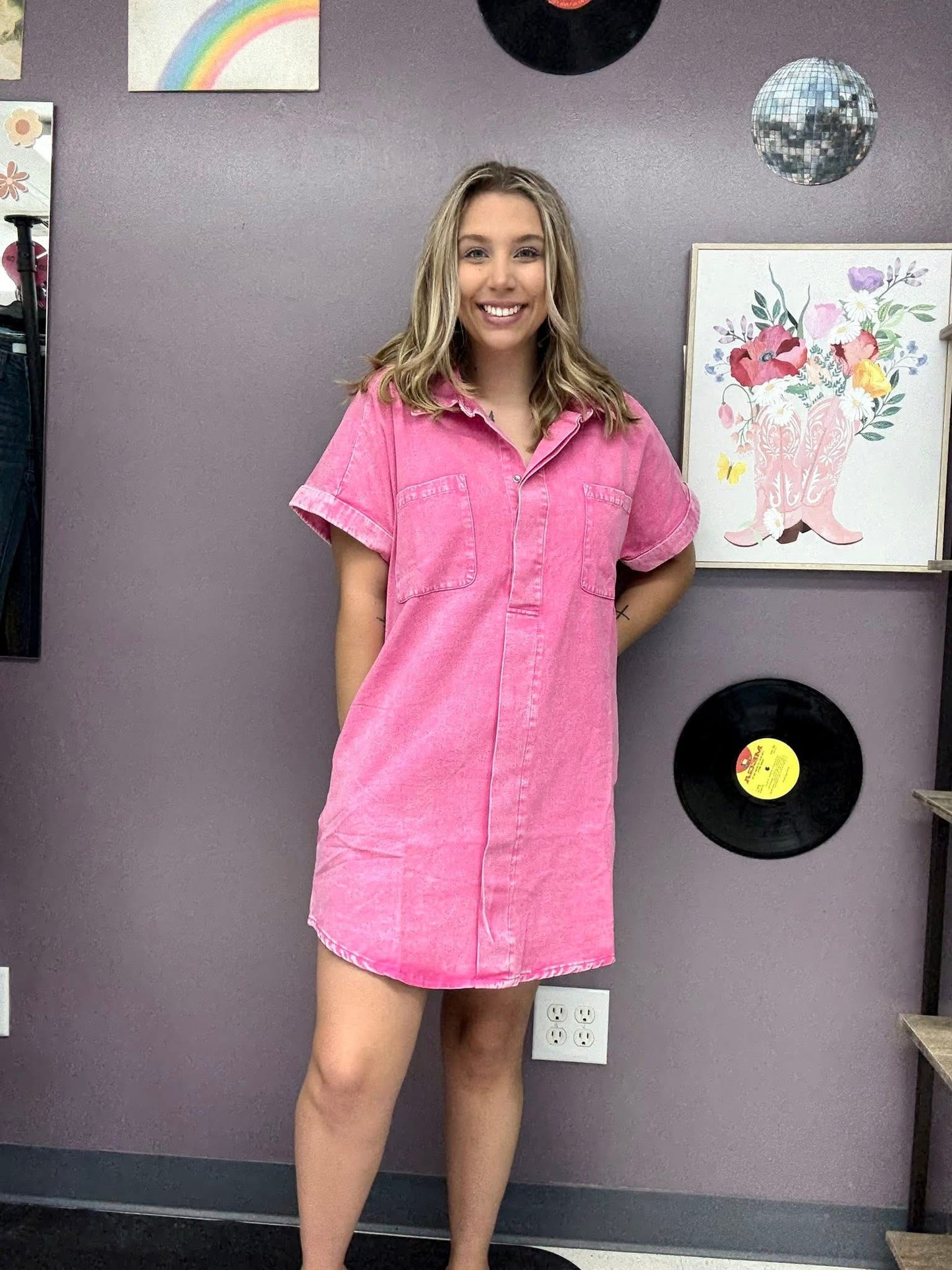 Pink Denim Dress