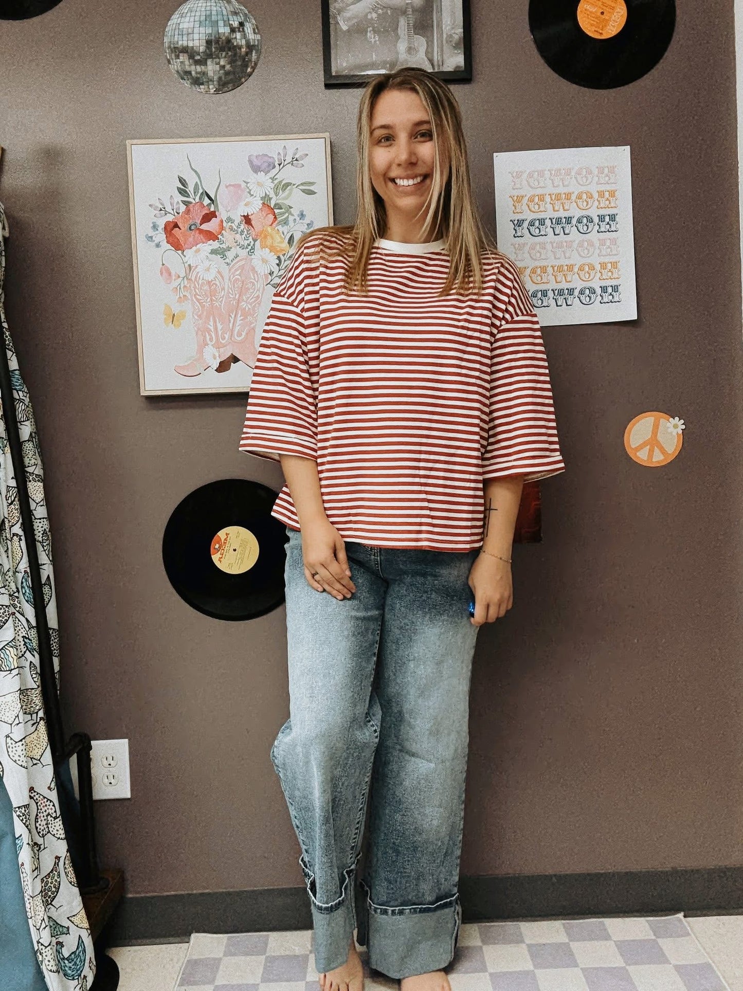 Fashion-W High Rise Button Zip Fly Medium Wash Jeans