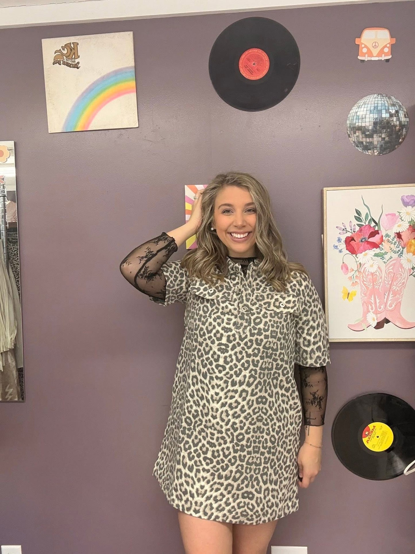 Leopard Printed Collared Dress