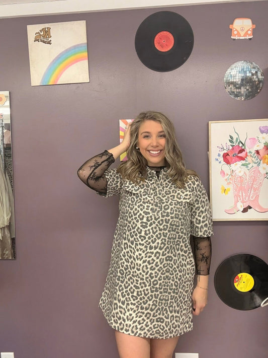 Leopard Printed Collared Dress