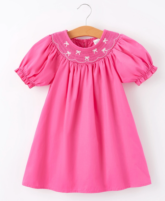 Pink Bow Embrodired Dress