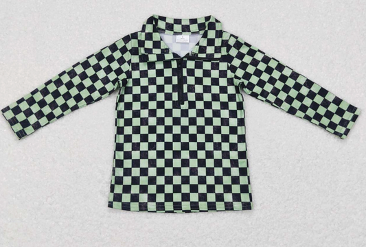 Green Checkered Half Zip