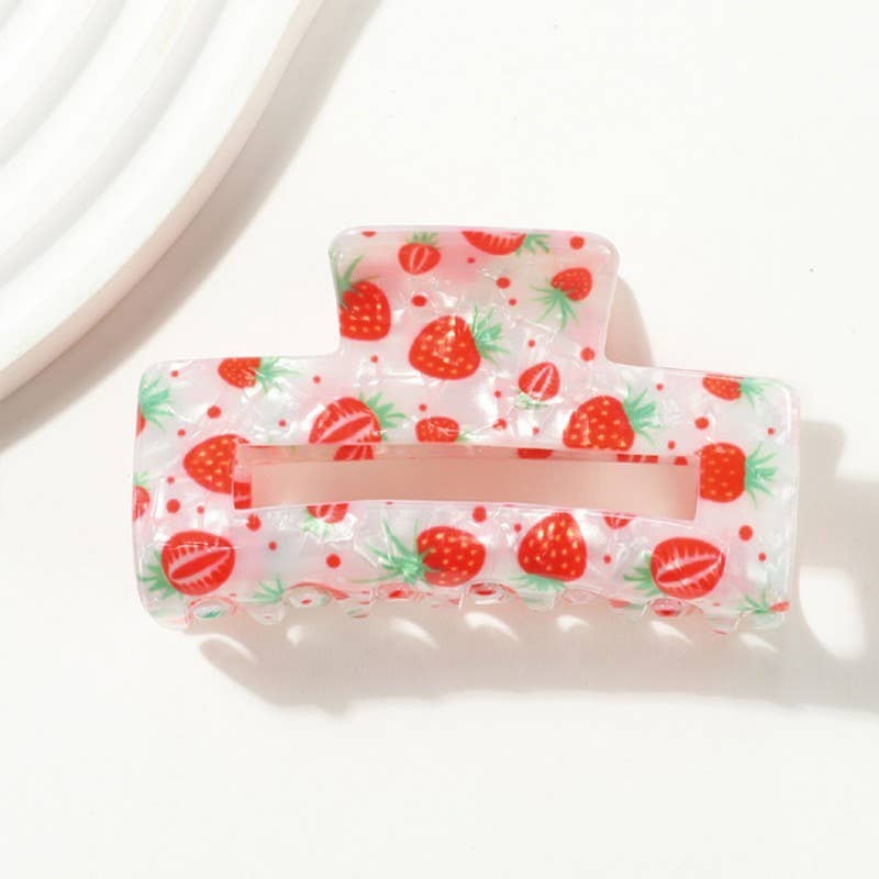 LARGE FRUIT STRAWBERRY LEMON HAIR CLAW CLIPS