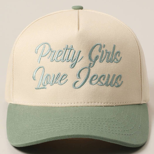 Pretty Girls Love Jesus Embroidery Trucker Hat
