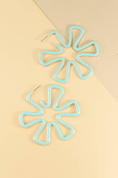 LARGE FLOWER CUTOUT HOOP EARRINGS